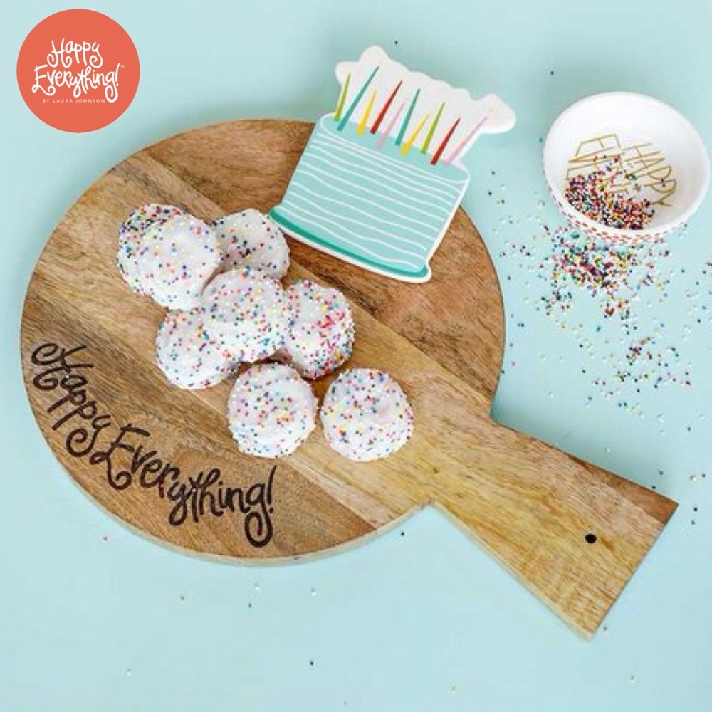 Wooden Serving Board with White Accents